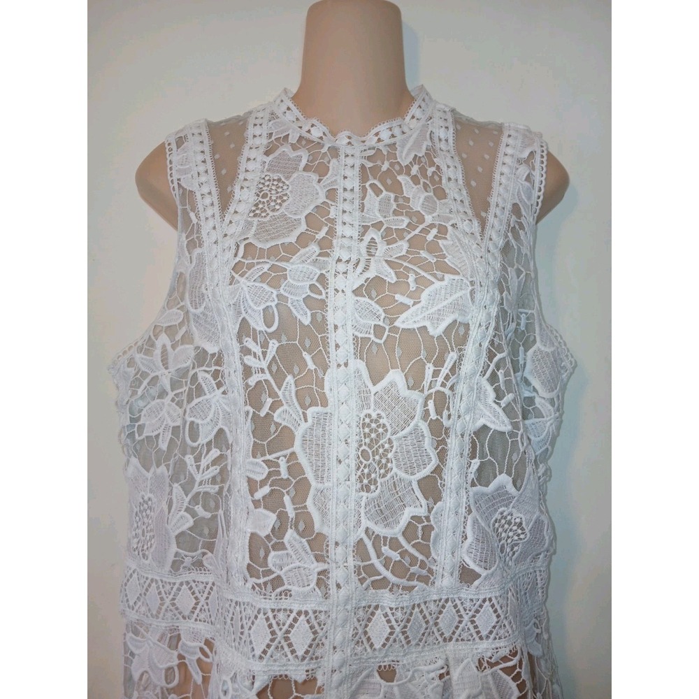 Express White Lace Sleeveless Blouse Whimsy Fairy Side Zip Closure Large D123 - Picture 5 of 12